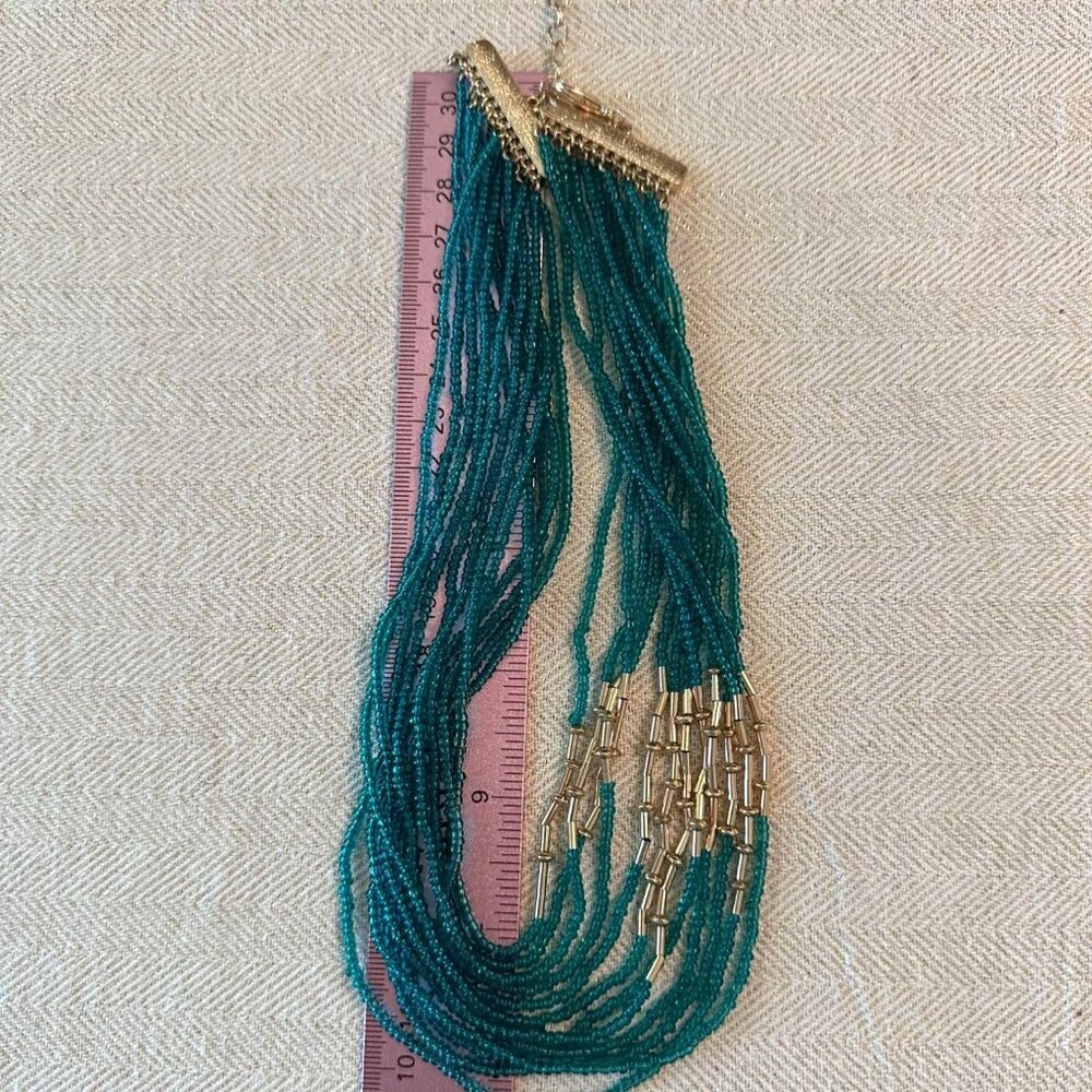 Park Lane Tranquility Necklace Necklace Glass Beads 15" + 3" Teal & Gold - Picture 7 of 8